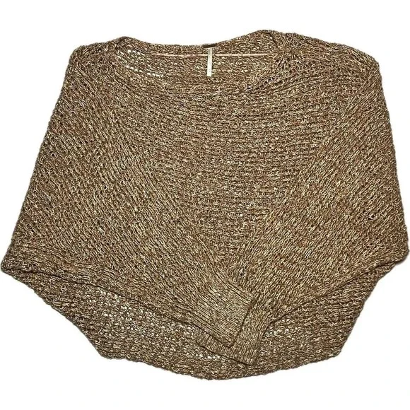 FREE PEOPLE Womens sz M Brown Knit Off Shoulder Sweater - Picture 3 of 7